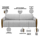 Ver mais imagens de Kit Sofá 03 Lugares Sala Estar 223cm com 02 Poltronas Flora Pés Madeira M03 Veludo Cinza - Lyam