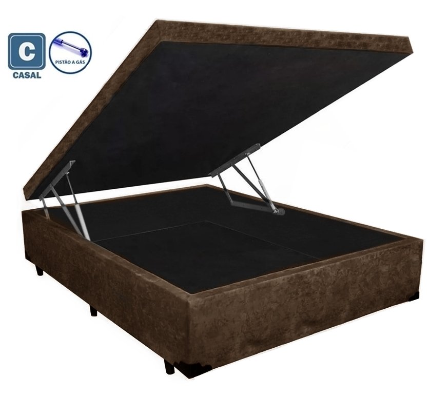 Base Box Baú Viúva Belos Sonhos Suede Marrom 49x128x188 - 1