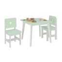 Ver imagem 2 de Conjunto Infantil Mesa com 2 Cadeiras Sofia Madeira Maçiça e MDF Verde/Branco