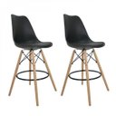 Ver imagem 1 de Kit 2 Banquetas Altas com Encosto Saarinen Preto/Madeirado