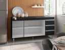 Ver imagem 2 de Balcão de Cozinha Andréia 160cm Preto + Tampo - Ajl Móveis