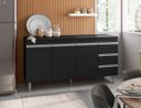 Ver imagem 1 de Balcão de Cozinha Andréia 160cm Preto + Tampo - Ajl Móveis