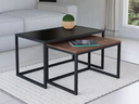 Ver imagem 1 de Conjunto Mesa de Centro Industrial 84cm e 80cm Aço Preto Duo Madeira Don Castro Decor