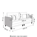 Ver imagem 4 de Sofá 3 Lugares Living 232cm Zoe K04 Veludo Bege/preto - Mpozenato