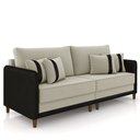 Ver imagem 1 de Sofá 3 Lugares Living 232cm Zoe K04 Veludo Bege/preto - Mpozenato
