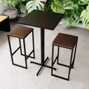 Ver imagem 1 de Conjunto Mesa Alta Bar Bistrô Quadrada Preta 2 Bancos Estofado Don Castro Decor