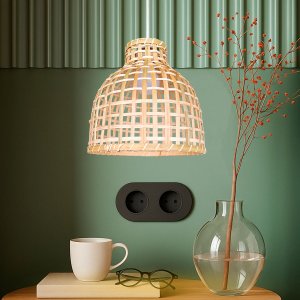 Pendente de Fibra Natural Bambu Artesanal Cabeceira Nat52