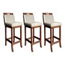 Ver imagem 1 de Kit 3 Banquetas Alta Milão para Cozinha 104 Cm Madeira Maciça Suede Bege CCS