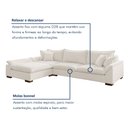 Ver mais imagens de Sofá Modulado com Chaise e Almofadas Soltas Dominique Base em Madeira Maciça Bouclé
