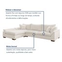 Ver mais imagens de Sofá de Canto 6 Lugares com Chaise Modulado 320cm com Base em Madeira Maciça Dominique Boucléo Yescasa