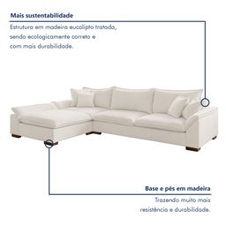 Sofá Modulado com Chaise e Almofadas Soltas M201 Base em Madeira Maciça - 5