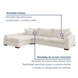 Sofá Modulado com Chaise e Almofadas Soltas M201 Base em Madeira Maciça - 7