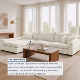 Sofá Modulado com Chaise e Almofadas Soltas M201 Base em Madeira Maciça - 10
