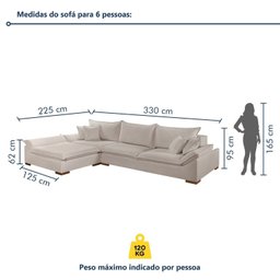 Sofá de Canto 6 Lugares 330cm X 125cm - 3