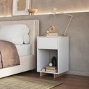 Ver imagem 4 de Mesa de Cabeceira e Lateral Emovell Nomad B88 1 Gaveta Branco Montana MDP com Nicho
