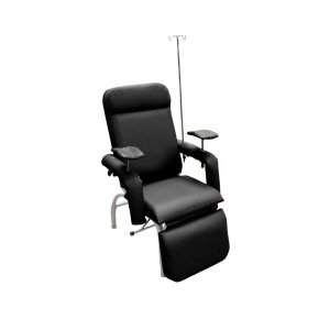 Poltrona Luxo Hospitalar Reclinável Simultânea Coleta com Suporte de Soro Preta