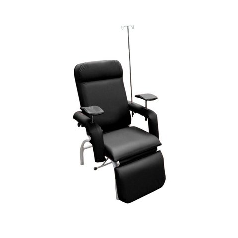Poltrona Luxo Hospitalar Reclinável Simultânea Coleta com Suporte de Soro Preta