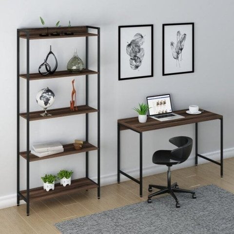 Conjunto Industrial 2 Peças Escrivaninha com Estante Active Yescasa