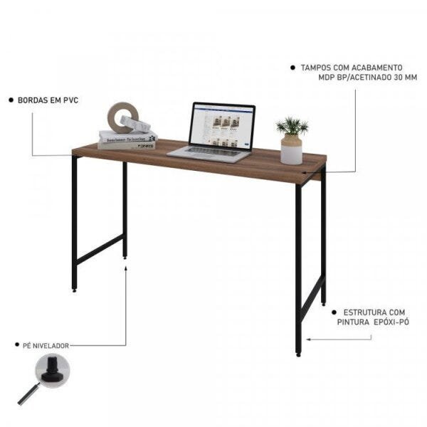 Conjunto Home Office Industrial 2 Peças Escrivaninha com Estante Active Yescasa - 8