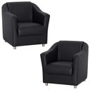 Ver imagem 1 de Kit 2 Poltronas Decorativa Bia Corino Preto Twdecora