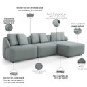 Ver imagem 3 de Sofá 4 Lugares com Chaise Direito Sala Living 288cm Arlo F04 Linho Cinza - Lyam Decor