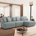 Ver imagem 1 de Sofá 4 Lugares com Chaise Direito Sala Living 288cm Arlo F04 Linho Cinza - Lyam Decor