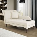 Ver imagem 1 de Divã Recamier Chaise Longue Valentina Clássico com Pés de Madeira Bouclê Bege - Desk Design