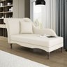 Divã Recamier Chaise Longue Valentina Clássico com Pés de Madeira Bouclê Bege - Desk Design - 1