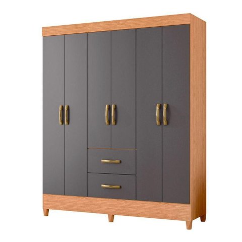 Guarda Roupa Mobi 6 Portas 2 Portas Freijo com Titanium - Albatroz