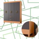 Ver imagem 5 de Guarda Roupa Mobi 6 Portas 2 Portas Freijo com Titanium - Albatroz
