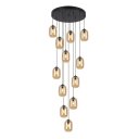 Ver imagem 1 de Pendente Moderno Glass 60cm 12 Vidros Âmbar C Lâmp. Led