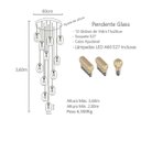 Ver imagem 4 de Pendente Moderno Glass 60cm 12 Vidros Âmbar C Lâmp. Led