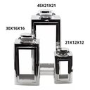 Ver mais imagens de Kit 3 Pçs Lanterna Marroquina Aço Prata Inoxidável 45x21