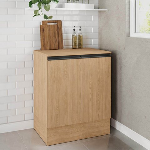 Balcão 2 Portas 70cm com Tampo Nara CabeCasa MadeiraOriginals Marrom/Avena
