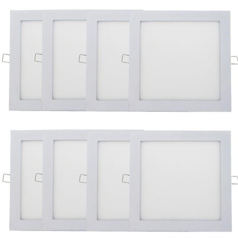 Kit 8 Plafon Painel LED Luminária Downlight 18W Embutir