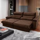 Ver imagem 3 de Sofá Retrátil Reclinável Grécia 2,70m Suede Velut Marrom Molas no Assento - King House