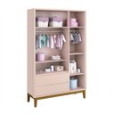 Ver imagem 3 de Jogo de Quarto Infantil Classic Guarda Roupa 3 Portas e Cômoda 6 Gavetas Rosa Fosco com Pés Amadeira