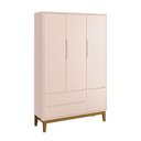 Ver imagem 2 de Jogo de Quarto Infantil Classic Guarda Roupa 3 Portas e Cômoda 6 Gavetas Rosa Fosco com Pés Amadeira