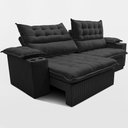 Ver imagem 6 de Sofá Retrátil e Reclinável 3,10m Molas Ensacadas Dream Velusoft Preto Cama Inbox