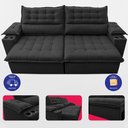 Ver imagem 5 de Sofá Retrátil e Reclinável 3,10m Molas Ensacadas Dream Velusoft Preto Cama Inbox