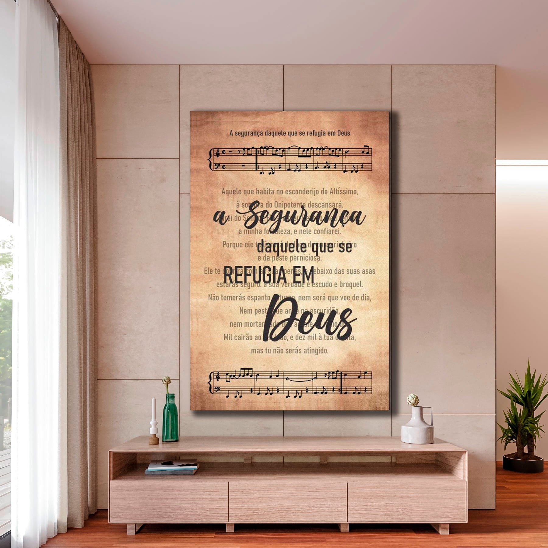 Quadro Decorativo Salmo 91 Frase Religioso