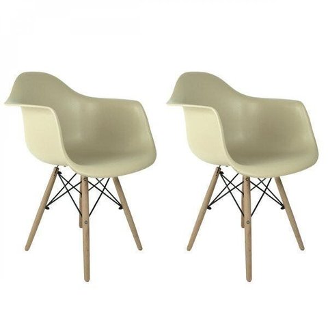 Kit 2 Cadeiras Eames Arm Dsw-m Bege/Fendi