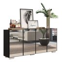 Ver imagem 1 de Aparador Buffet 4 portas com Espelho e Pés Quadrados Vegas Multimóveis V3560 Preto/Branco