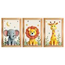 Ver imagem 1 de Kit 3 Quadros 20x30 Infantil Safari Savana 3d Moldura Mel