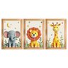 Kit 3 Quadros 20x30 Infantil Safari Savana 3d Moldura Mel - 1