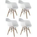 Ver imagem 1 de Kit 4 Cadeiras Base em Madeira Eames Arm Dsw Branco