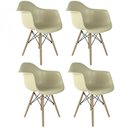 Ver imagem 1 de Kit 4 Cadeiras Base em Madeira Eames Arm Dsw Bege/Fendi