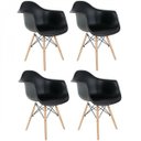 Ver imagem 1 de Kit 4 Cadeiras Base em Madeira Eames Arm Dsw Preto