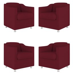 Kit 4 Poltronas Tilla Decorativas Consultório Sala Tecido Suede Cor:Marsala - 1