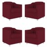 Kit 4 Poltronas Tilla Decorativas Consultório Sala Tecido Suede Cor:Marsala - 1
